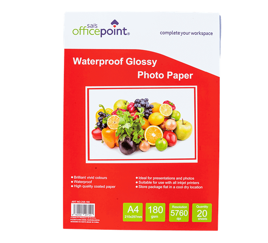 Office Point Glossy Photo Paper 258-180 GSM for Epson/ Brother sheet of 20