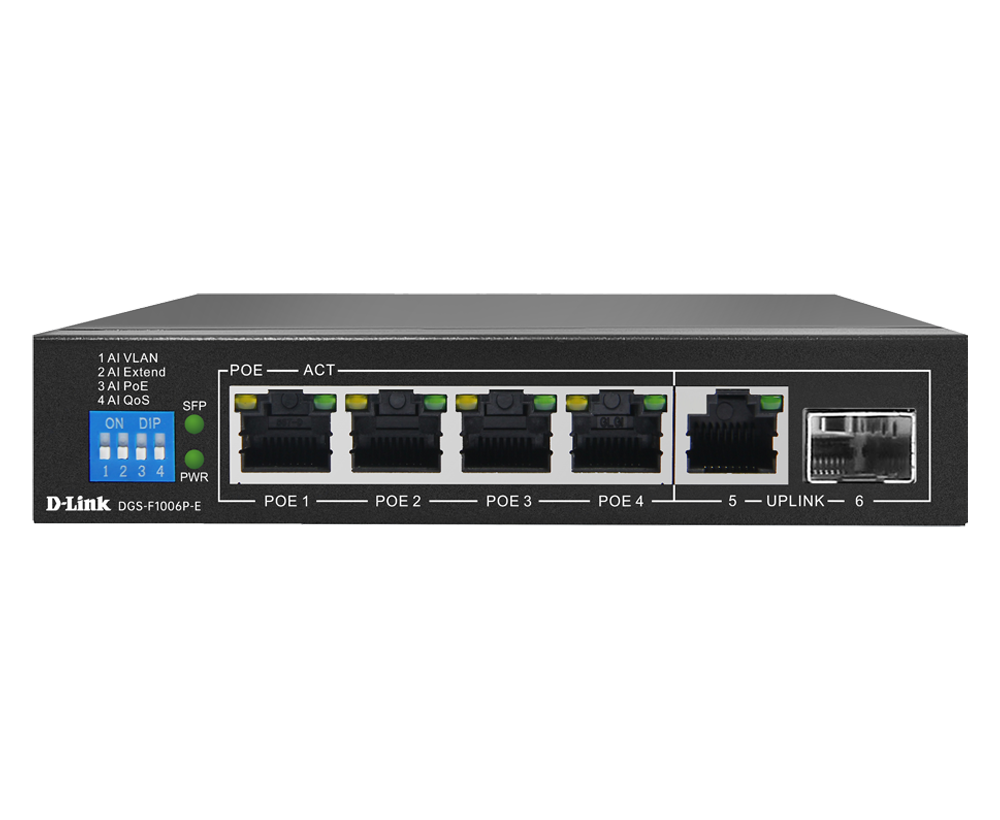 DLINK SWITCH DGS-F1006P E/B 6PORT LONG RANGE POE