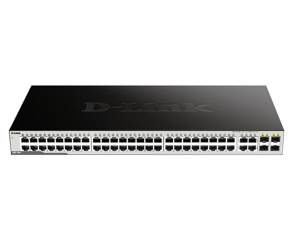 48-port 10/100/1000Base-T + 4 Combo 1000BaseT/SFP ports Unmanaged Green Desktop Gigabit Switch