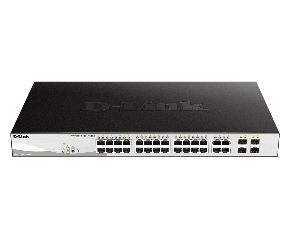 24-Port 10/100/1000BaseT PoE + 4 Combo 1000BaseT/SFP ports Web Smart Switch, 370W PoE budget