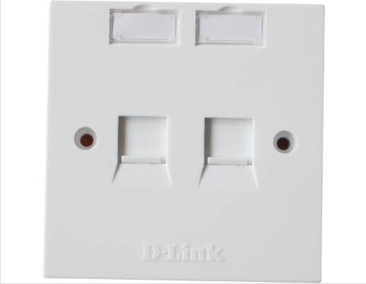 D-LINK Dual Faceplate Accepts Two Keystone Jacks with Shutter & ID Plate- 86*86 mm - White Color - Square