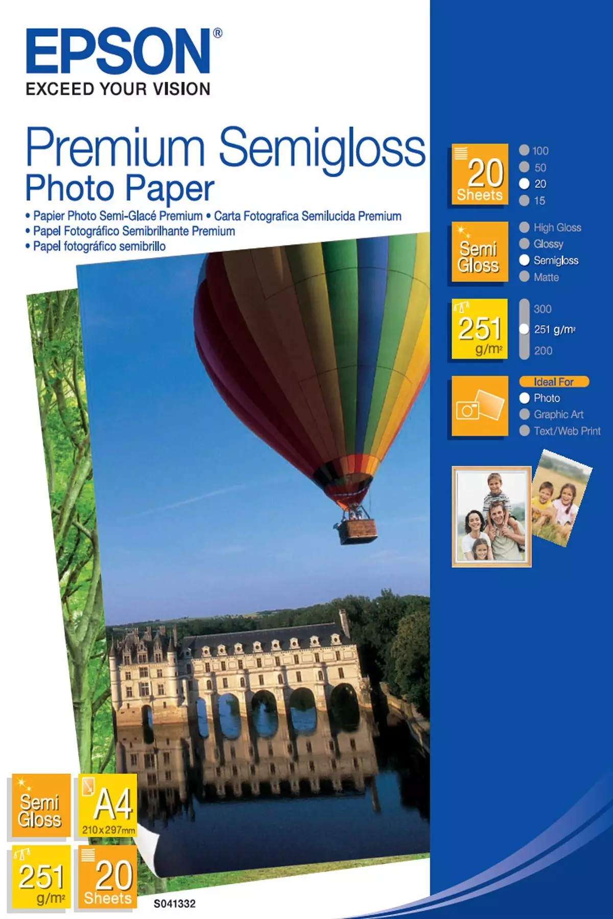 Premium Semigloss Photo Paper, DIN A4, 251g/m², 20 Sheets
