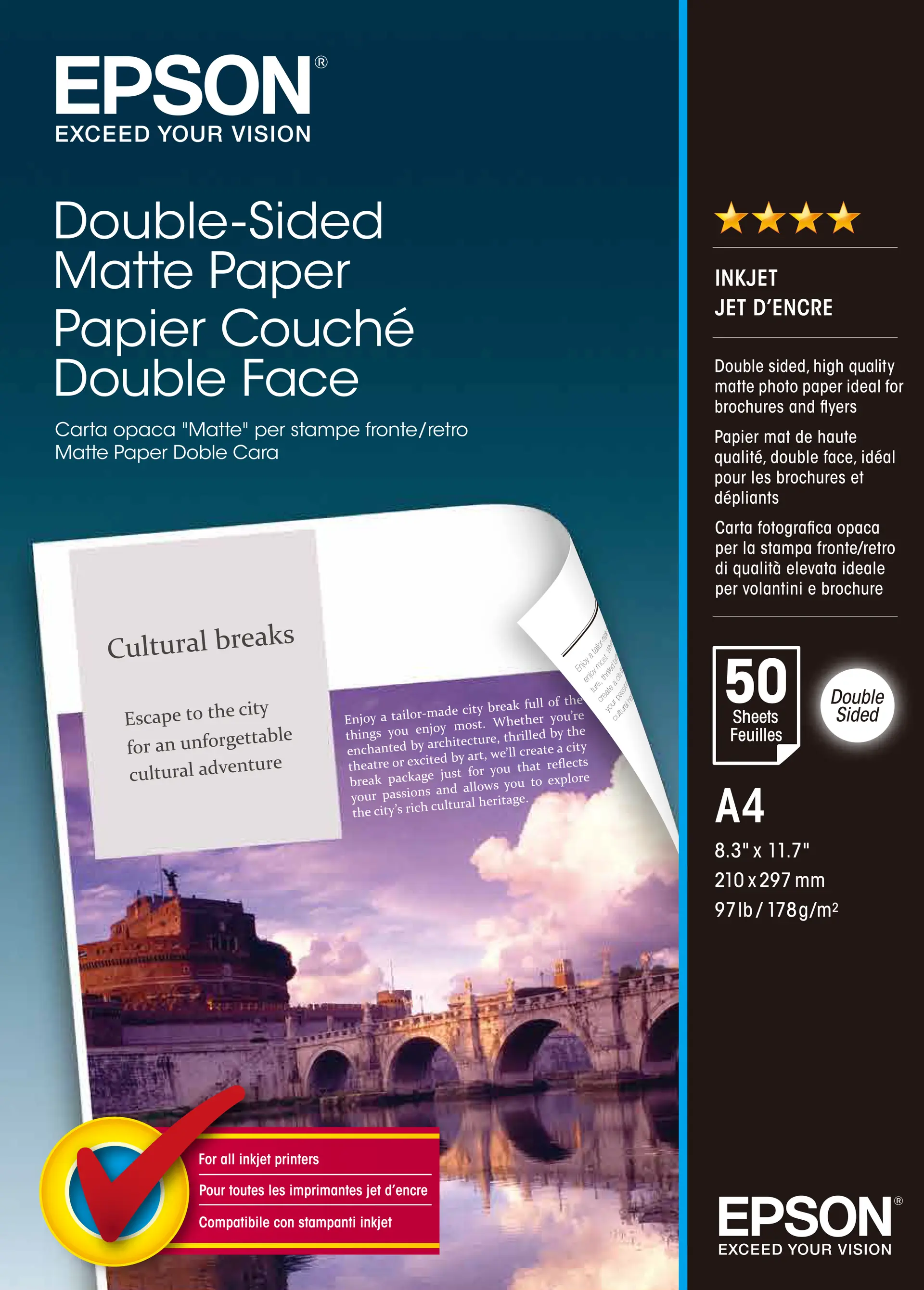Double-Sided Matte Paper, DIN A4, 178g/m², 50 Sheets