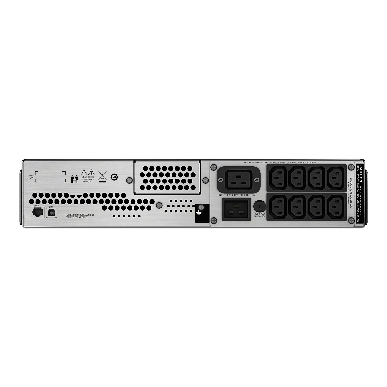 APC Smart-UPS C, Line Interactive, 3kVA, Rackmount 2U, 230V, 8x IEC C13+1x IEC C19 outlets, USB and Serial communication, AVR, Graphic LCD