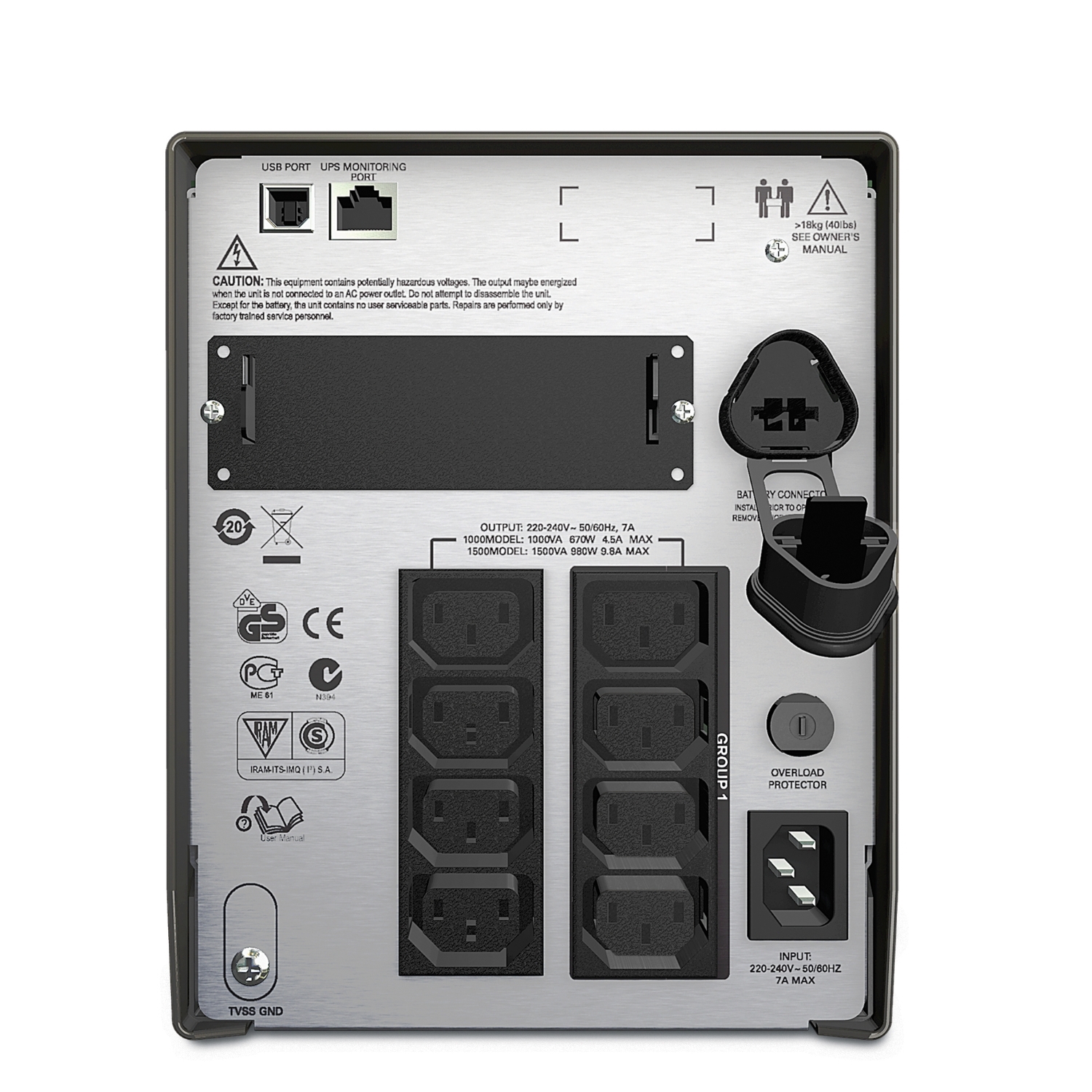 APC Smart-UPS, Line Interactive, 1500VA, Tower, 230V, 8x IEC C13 outlets, SmartConnect Port+SmartSlot, AVR, LCD