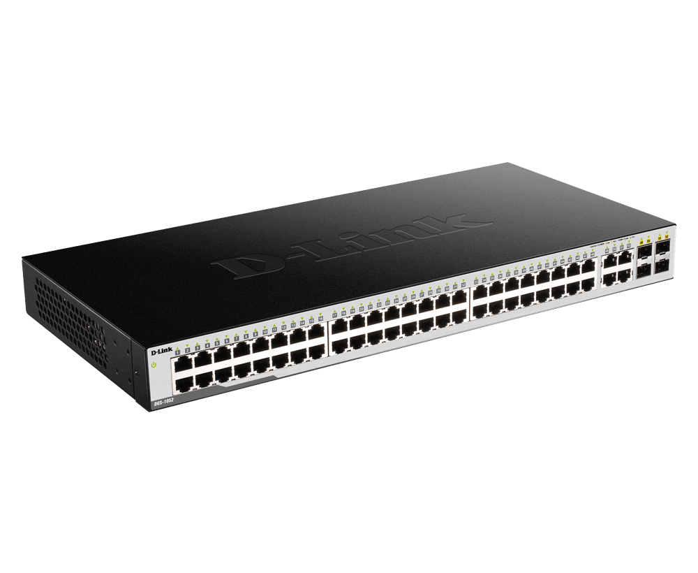 48-port 10/100/1000Base-T + 4 Combo 1000BaseT/SFP ports Unmanaged Green Desktop Gigabit Switch