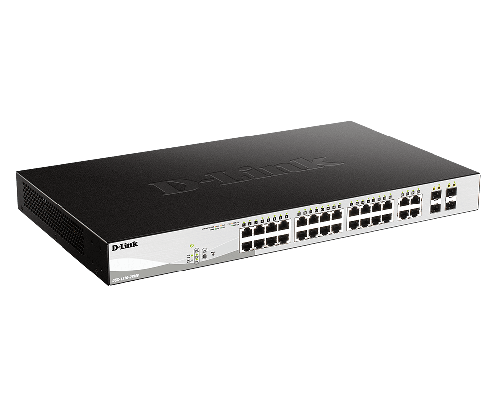 24-Port 10/100/1000BaseT PoE + 4 Combo 1000BaseT/SFP ports Web Smart Switch, 370W PoE budget