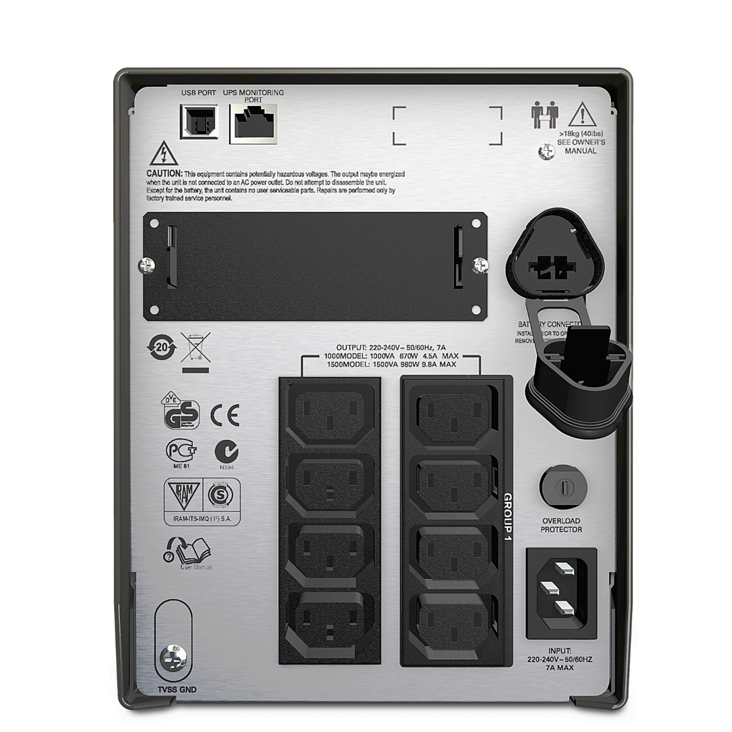 APC Smart-UPS, Line Interactive, 1000VA, Rackmount 2U, 230V, 4x IEC C13 outlets, SmartConnect Port+SmartSlot, AVR, LCD