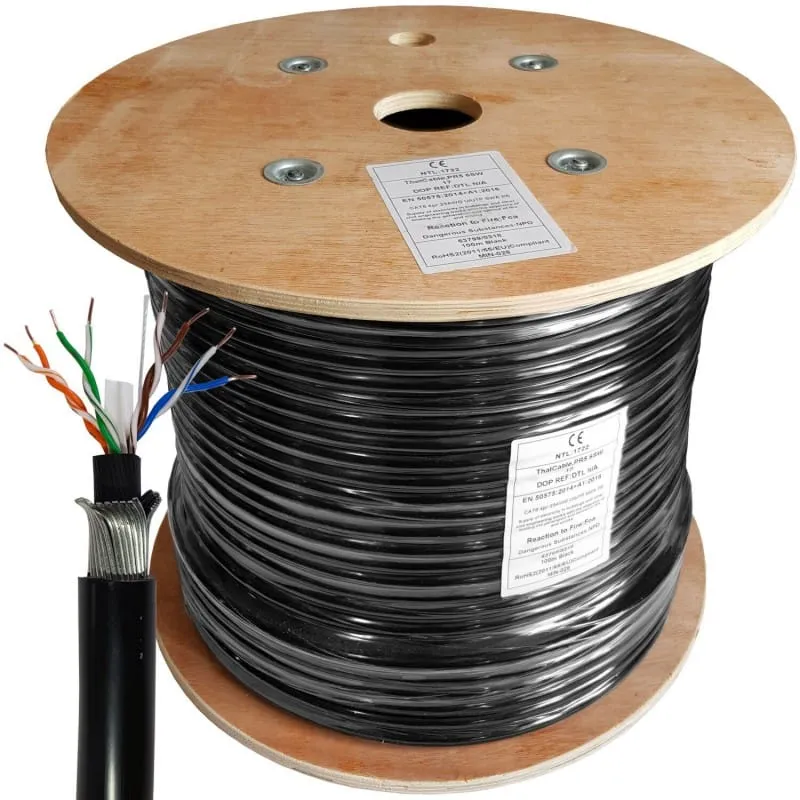 Cat6 FTP 23 AWG PVC/PVC double layer UV protected, Outdoor Cable- 305M/Roll - Black Color