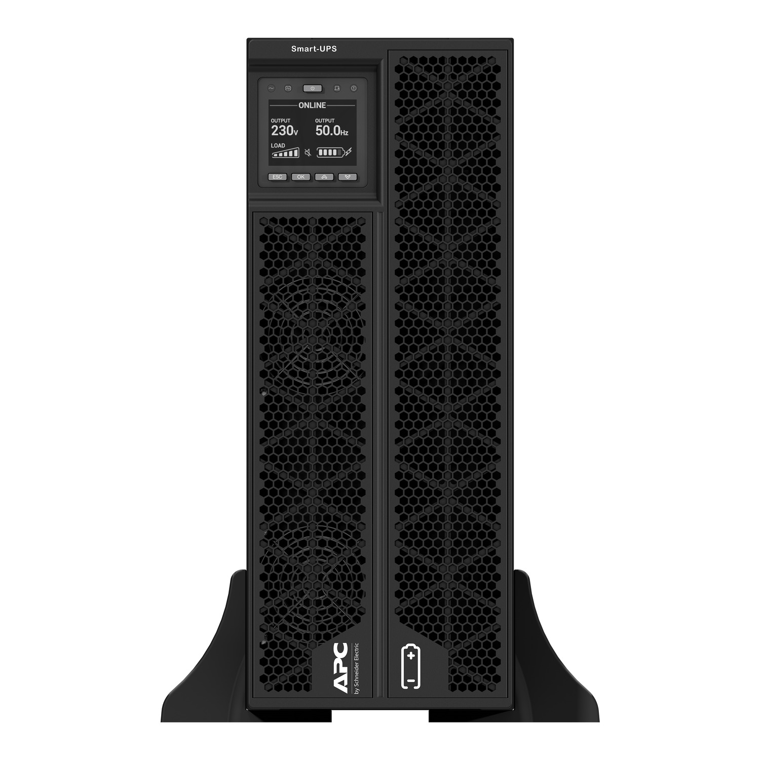 APC Smart-UPS On-Line, 6kVA/6kW, Rack/Tower, 230V, 2x IEC C13 + 1x IEC C19 + Hard wire outlets, Network Card, w/o rail kit