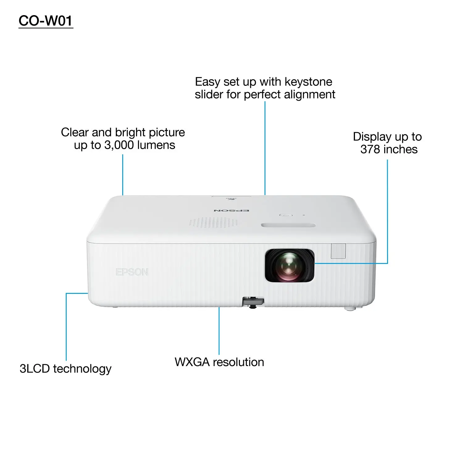 Epson CO-W01 3000 Lumens 3LCD WXGA Projector