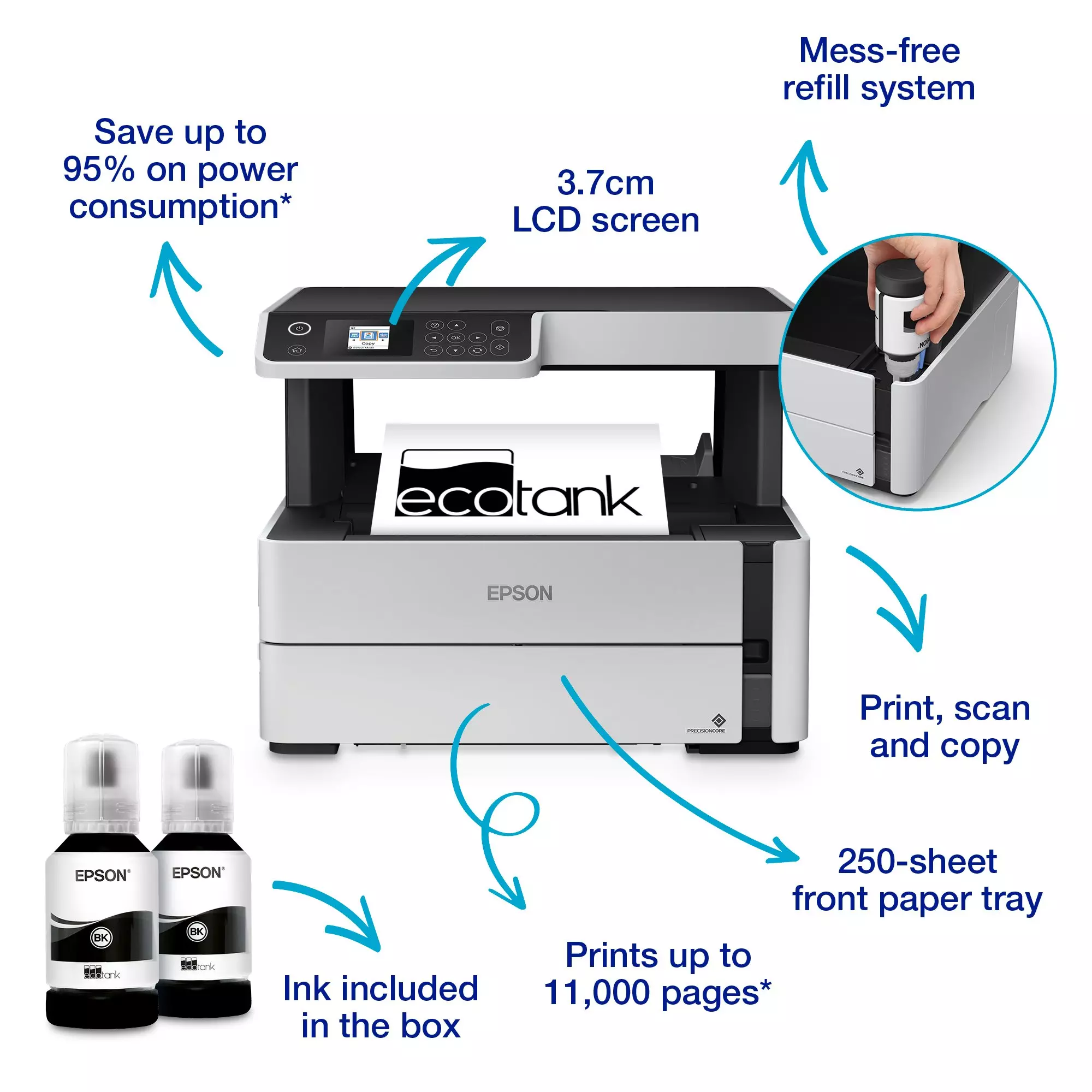 Epson EcoTank Monochrome A4 M2170 All-in-One Wi-Fi Duplex Ink Tank Printer